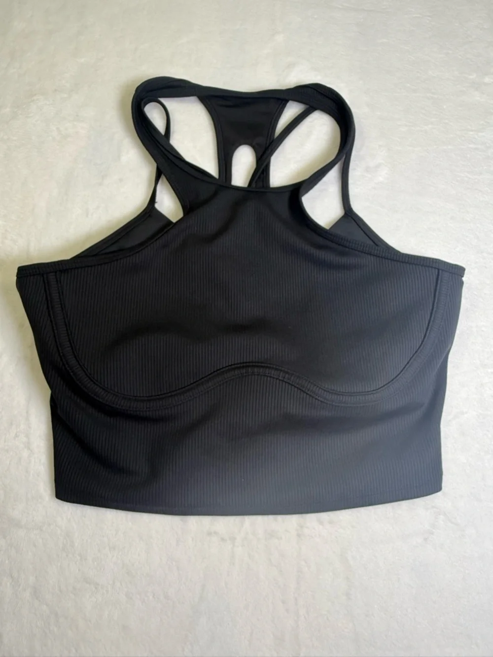 ALO Yoga Black Airlift Ribbed Enchanted Sports Bra with Subtle Branding - Picture 5 of 6
